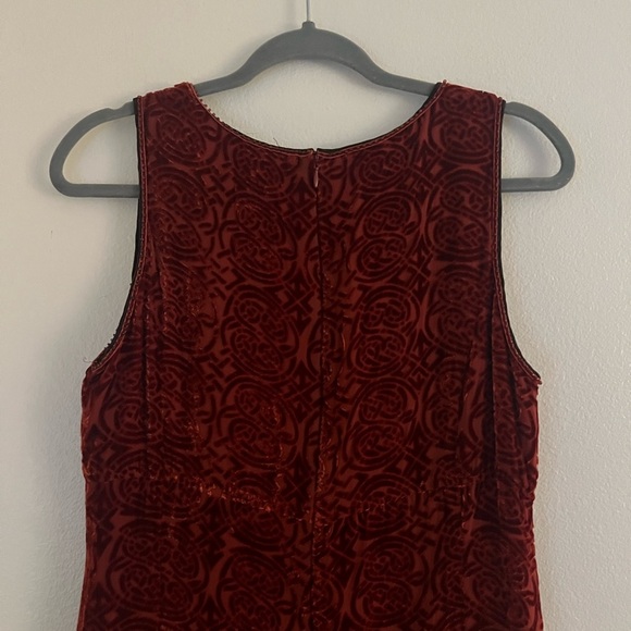 Garnet Hill Red Silk Textured Maxi Dress Size 10 - Picture 5 of 10